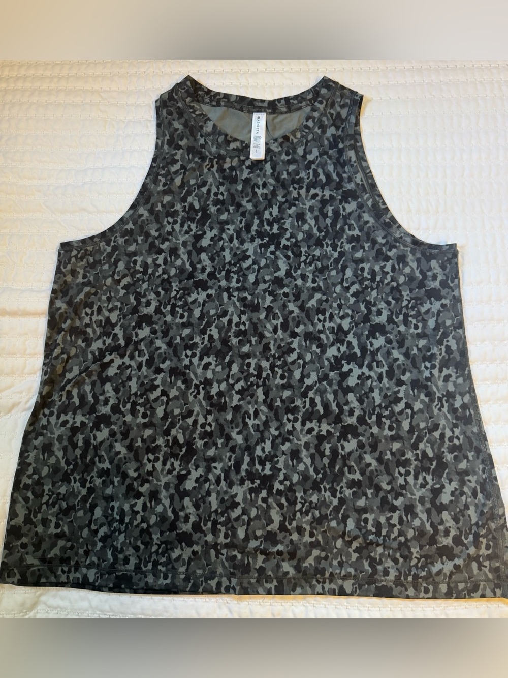 Athleta Chi Printed Tank Women’s Large Gray Black Athletic Top